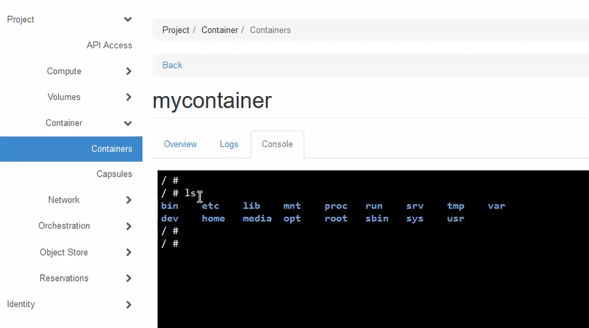 Container console