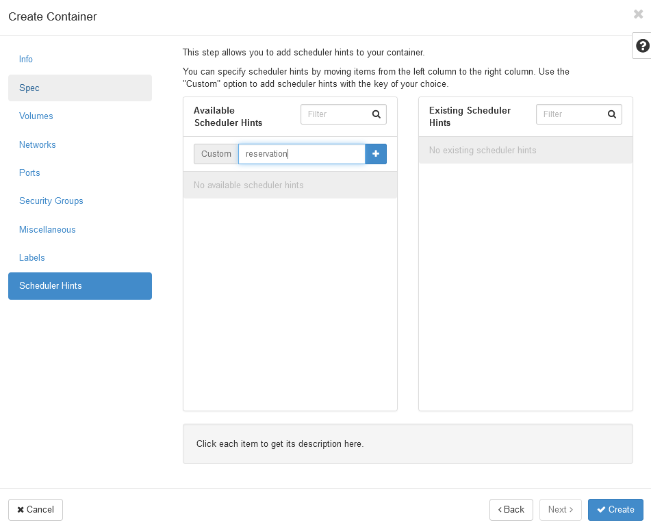Create container, second screen