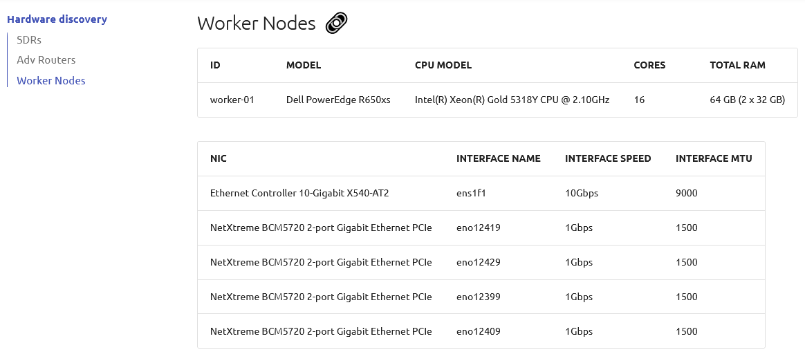 Hardware discovery, worker node