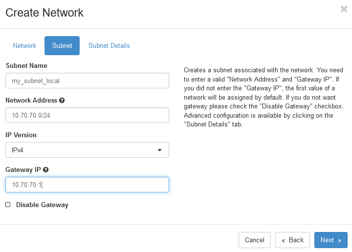 Create subnet