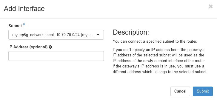 Router add interface towards worker node container